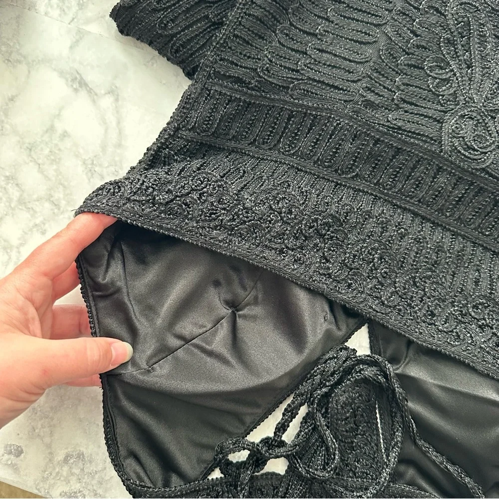 Sue Wong Vintage Black Crochet Halter Dress - Picture 9 of 15